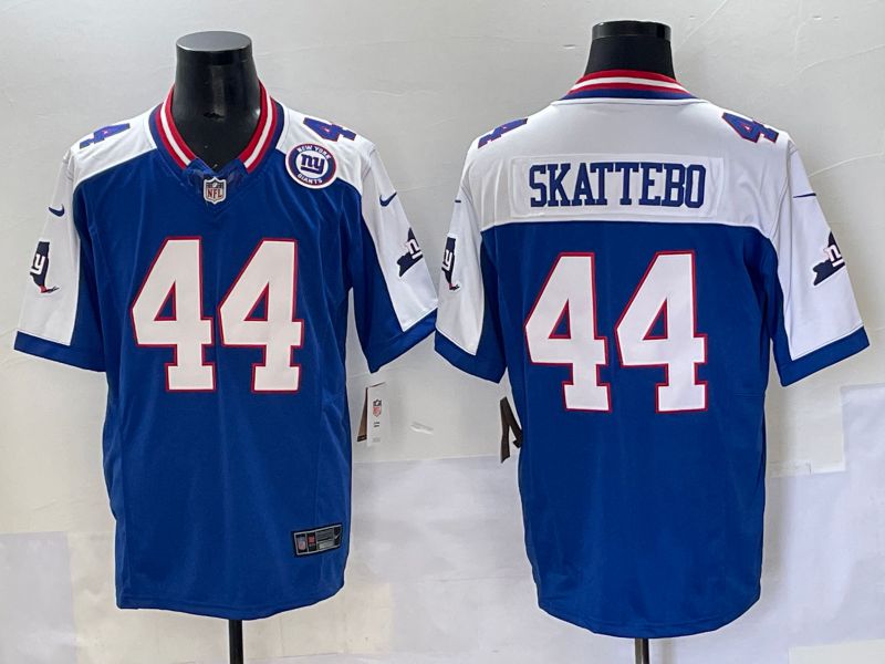 Men 2025 Nike New York Giants #44 Skattebo Blue Throwback 3th generation Limited NFL Jersey 0010